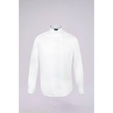 Beyaz Slim Fit Uzun Kollu Açık Italyan Yaka Saten Gömlek - 3XL