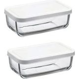 Beyaz Snow Box Kapaklı Cam Saklama Kabı, 2’li Set, Şık ve Kullanışlı Tasarım - Ahşap - Seçenek 1