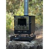 Beyaz Soba Mini Kamp Sobası 2 Kw Portatif Odun Sobası Camlı Şömine Soba 70 mm Baca - ALTLIK-DAHİL