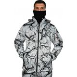 Beyaz Soft Shell Mont Avcı Saz Kar Desen Çift Kat Polarlı - 2XL - Çok Renkli
