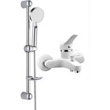 Beyaz Sürgülü 5 Fonksiyonlu Başlıklı Banyo Duş Seti Beyaz Mix Banyo Bataryası Seti Garantili
