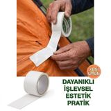 Beyaz Tamir Bandı 48x10 Metre Çadır Branda Su Geçirmez Bez Bant Güçlü Yapışkan Onarım Bandı