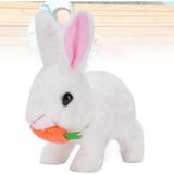 Beyaz Tavşan Işıklı Sesli Zıplayan Peluş Oyuncak 15CM Unisex Eğlenceli Oyun Arkadaşı
