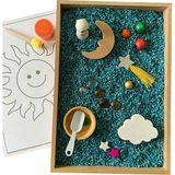 Beyaz Tavşan Oyun Evi Ahşap Etkinlik Seti - Montessori Oyuncak - Uzay