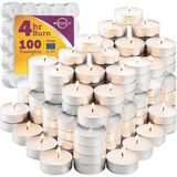 Beyaz Tealight Mumlar Toplu 100'LÜ Paket | Parafin Preslenmiş Balmumu, Dumansız, Kokusuz, Damlatm - Çok Renkli