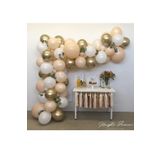 Beyaz-Ten-Gold Renk Balon Zinciri 50 Adet+5 mt balon zinciri