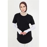 Beyaz Tesettür Parmak Geçmeli Kolluk Viskon Düz 1024_42