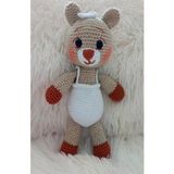 Beyaz Tulumlu Mutlu Minis Ayicik Uyku Arkadasi Amigurumi Organik Oyuncak
