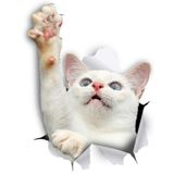 Beyaz ulaşan kedi sevimli araba çıkartması 18CM