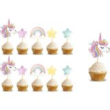 Beyaz Unicorn Figürlü 10'lu Kürdan Pasta Süsü