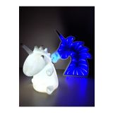 Beyaz unicorn ve mavi aynalı LED'li Unicorn hediye kutusu gece lambası