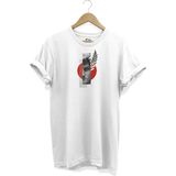 Beyaz Unisex Davut Heykeli Baskılı Kısa Kollu T-Shirt - M