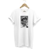 Beyaz Unisex Davut Heykeli Heykel Cool Baskılı Kısa Kollu T-Shirt - M