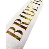 Beyaz Uzeri Altin Buyuk Bride To Be Yazili Simli Isiltili Kusak Kemer 10X80 Cm