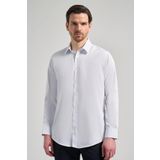 Beyaz Uzun Kol Desen Yarım İtalyan Yaka Cepsiz esnek Classic Slim Fit Gömlek 1004245220