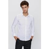 Beyaz Uzun Kol Düz Bez Ayağı 041 Sert Yaka Basic Slim Fit Gömlek 1004245057