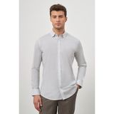Beyaz Uzun Kol Perfectto Alttan Biritli Yaka Cepsiz Pamuklu Classic Slim Fit Gömlek 1004240259