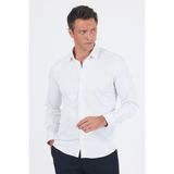 Beyaz Uzun Kol Sert Yaka Cepsiz Easy To Iron Slim Fit Esnek Gömlek 1004250230 - 2XL
