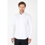Beyaz Uzun Kol Sert Yaka Cepsiz Slim Fit %100 Pamuk Gömlek 1004250266 - 3XL