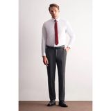 Beyaz Uzun Kol Sert Yaka Düz Pamuklu Slim Fit Gömlek 1004260057
