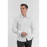 Beyaz Uzun Kol Sert Yaka Düz Pamuklu Slim Fit Gömlek 1004260059