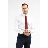 Beyaz Uzun Kol Sert Yaka Kendinden Desenli %100 Pamuk Slim Fit Gömlek 1004255201