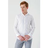 Beyaz Uzun Kollu Oxford Cepsiz %100 Pamuk Klasik Slim Fit Dar Kesim Gömlek 1004240188