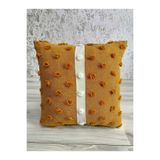 Beyaz Ve Turuncu Renkli Punch Tufting Kumaş Kırlent Kılıfı 42X42 cm