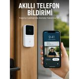 Beyaz Wi-Fi Akıllı Görüntülü Kapı Zili Hd Kamera, Gece Görüşü Ve Telefon Bildirimli Kablosuz Kapı Zili