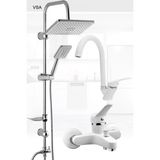 Beyaz Yağmurlama Tepe Duş Seti Banyo Lavabo Batarya Set Yeni Nesil Sürgülü Duş Seti