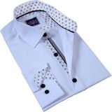Beyaz Yaka Içi Siyah Geometrik Desenli Slim Fit Erkek Gömlek - 3XL
