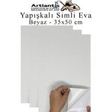 Beyaz Yapışkanlı Simli Eva 35X50 Cm 3 Adet Simli Yapışkanlı Eva Süngeri Okul Kreş Anasınıfı Elişi Etkinlikleri Hobi