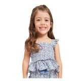 Beyaz Yaprak Detaylı Bluz - Mavi