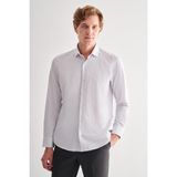 Beyaz Yarım Italyan Yaka Uzun Kol Cepsiz Slimfit Fit Classic Gömlek 1004255162 - 2XL
