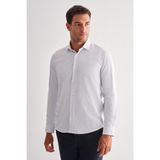 Beyaz Yarım Italyan Yaka Uzun Kol Cepsiz Slimfit Fit Classic Gömlek 1004255162 - XL