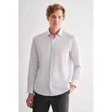 Beyaz Yarım İtalyan Yaka Uzun Kol Cepsiz Slimfit Fit Classic Gömlek 1004255162