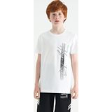 Beyaz Yazı Baskılı O Yaka Standart Kalıp Erkek Çocuk T-Shirt - 11119