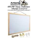 Beyaz Yazı Tahtası 60X90 cm Laminant Çerçeveyle, Duvara Monte, Askılı - Ahşap - Bej - Siyah - Seçenek 1