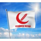 Beyaz Yeniden Refah Partisi Bayrağı Premium Raşel Kumaş 100X150 cm