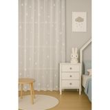 Beyaz Yıldızlı Tül Perde, Unısex Çocuk Odası, Sık Pile, Düz, Sade, Tül Perde, Kornişli, Beyaz - 270 x 270