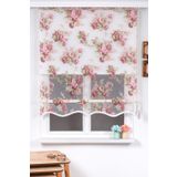 Beyazıt Tekstil Çiçek Desenli Çift Mekanizmalı Tül Stor Perde Pudra-Ekru 160 x 200 byzt32