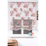 Beyazıt Tekstil Çiçek Desenli Çift Mekanizmalı Tül Stor Perde Pudra-Ekru 210 x 200 byzt11