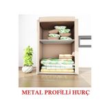 Beyazpazar Bez Dolap Yorgan Hurcu Metal Profilli Yorgan Hurcu Portatif Bej