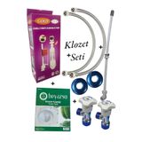 Beyazsu Klozet Takım Seti (7 Parça) - Gold İç Takım+Taharet Çubuğu+Klozet Kapağı+2 Flex+2 Ara Musluk+2 Ayna