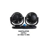 beyaztuning Araç Içi Fan Oto Vantilatör 24 Volt Çift Başlı 4inç