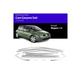 beyaztuning Renault Megane 2 HB Cam Çıtası Komple Set Çerçevesi Kromu Nikelajı
