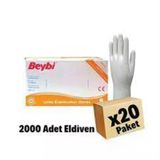 Beybi 1 Koli (20 Paket) S (Small) Beden Pudralı Lateks Beyaz Muayene Eldiveni