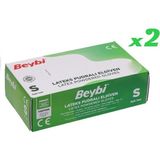 Beybi 100'lü Paket x 2 Small Boy Pudralı Lateks Eldiven Beyaz Renk ile Temizlik ve Muayene İçin İdeal