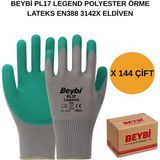 Beybi Arge Toptan PL17 Legend Polyester Örme Lateks Eldiven 144 Çift No 10 Xl