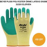 Beybi Arge Toptan PL550 Polyester Örme Lateks Eldiven 12 Adet No 10 Xl